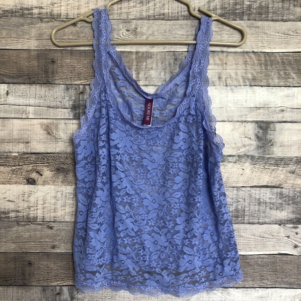 Adore Me Lace Sleeveless Top Tank Cami Size OX See Through Purple